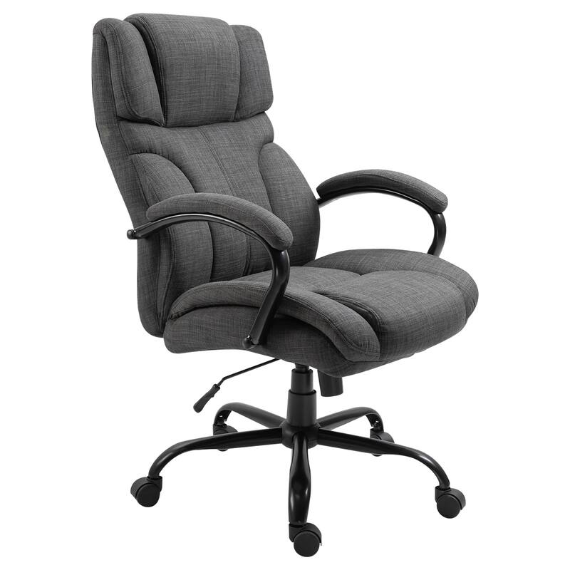 Vinsetto Swivel Ergonomic Big & Tall Office Computer Desk Chair with 5 Univeral Wheels & a Linen Finish