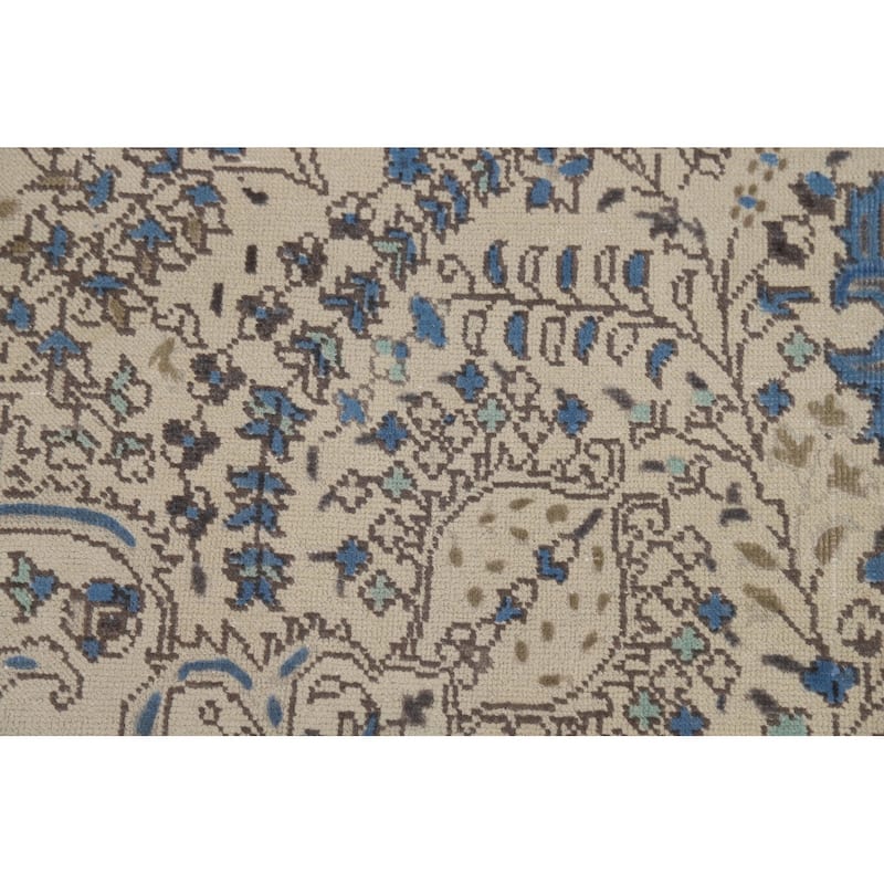 Ivory Tabriz Persian Area Rug Hand-Knotted Wool Carpet - 6'3"x 9'5"