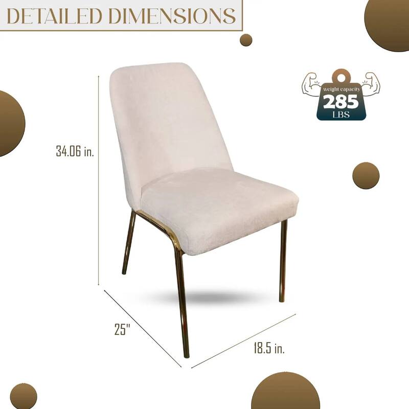 Lumen Modern Upholstered Kitchen Dining Chair with Gold Steel Legs Ergonomic Accent Chair