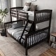 preview thumbnail 1 of 18, Slat Design Twin over Full Bunk Bed with Angled Ladder in Dark Walnut Dark Walnut