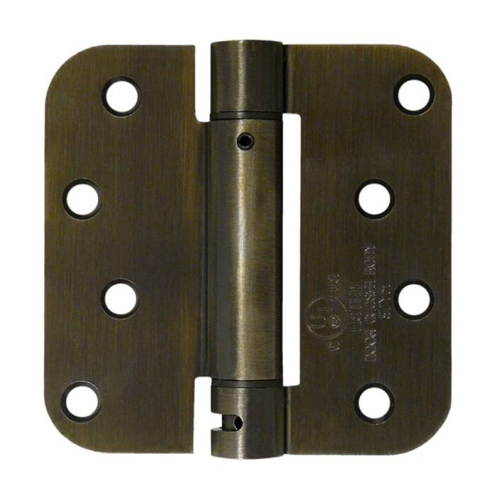 Deltana 4 x 4 Ball Bearing 5/8" Radius Corner Spring Hinge - Single - Antique Brass