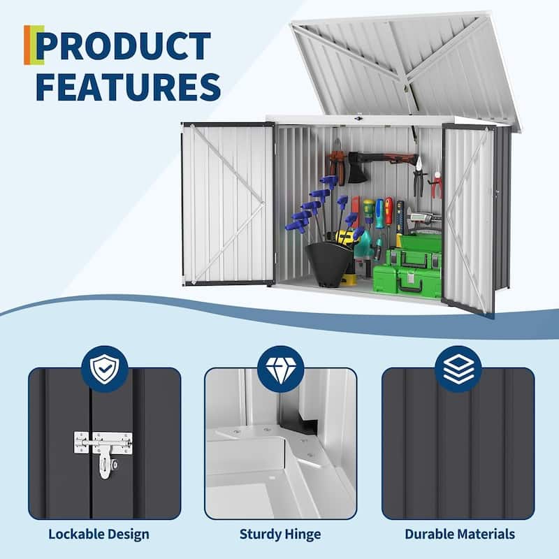 Outdoor Trash Can Storage Box with Lock Latch for Backyard, Patio & Garden Tool Organization