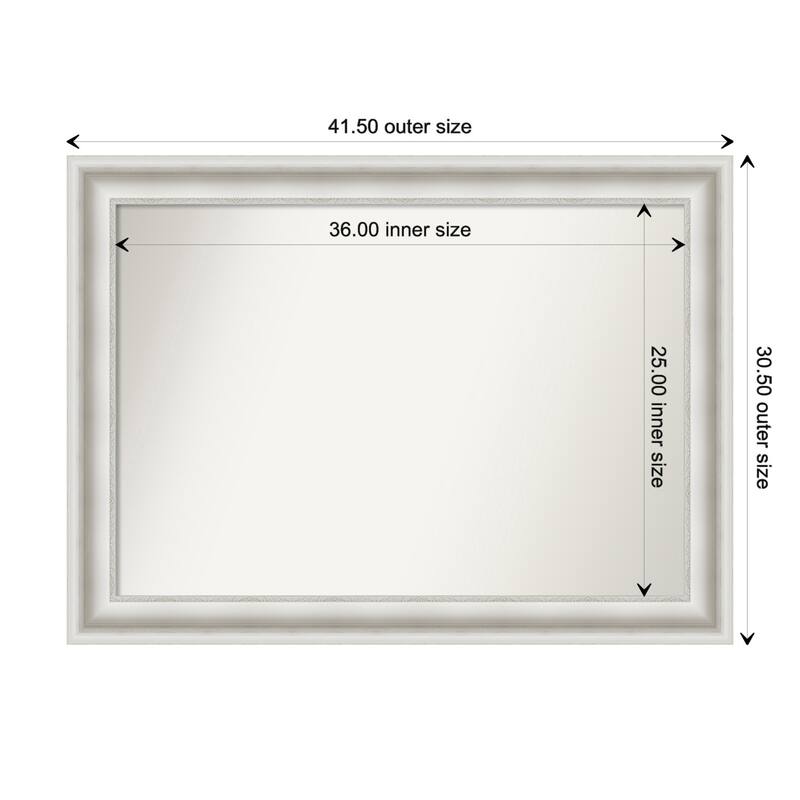 Parlor White Framed Non-Beveled Custom Wall Mirror, Bathroom Vanity Mirror - Outer Size: 41.5 x 30.5