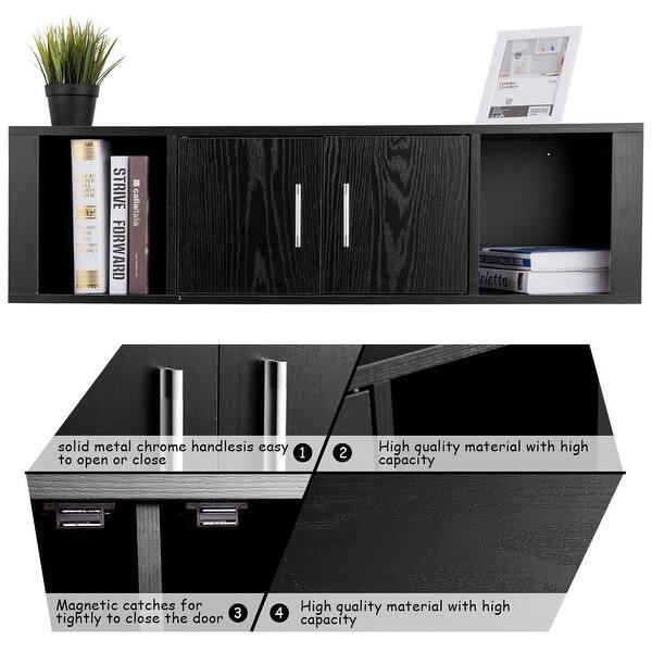 Shop Costway Wall Mounted Floating Desk Hutch Wall Shelf Cabinet