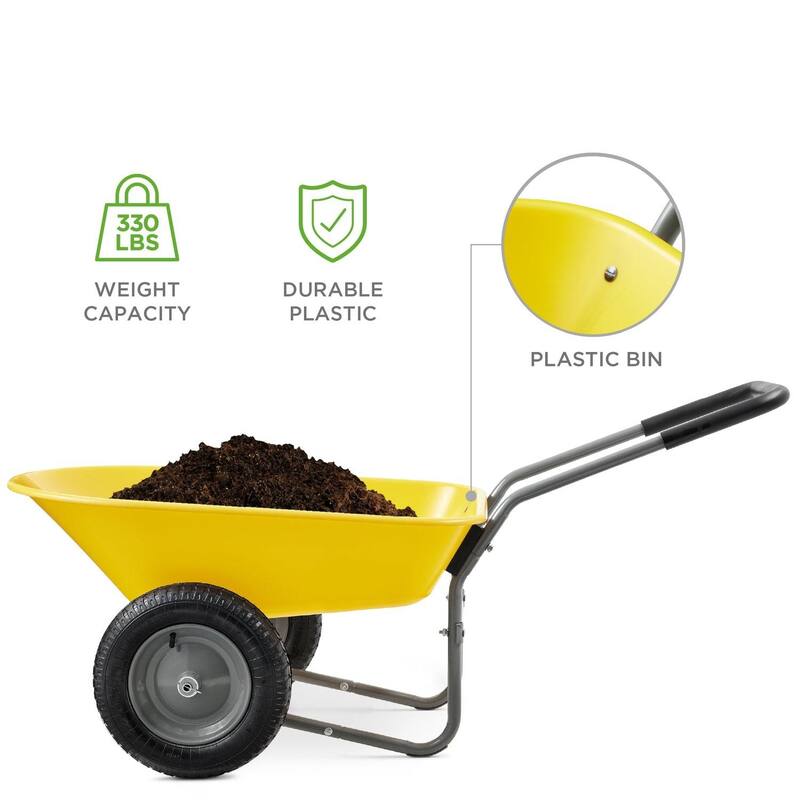 Multipurpose Garden Wheelbarrow with 5 Cubic Feet Capacity and Comfortable Padded Handle - 36 L X 25 W x 20 H