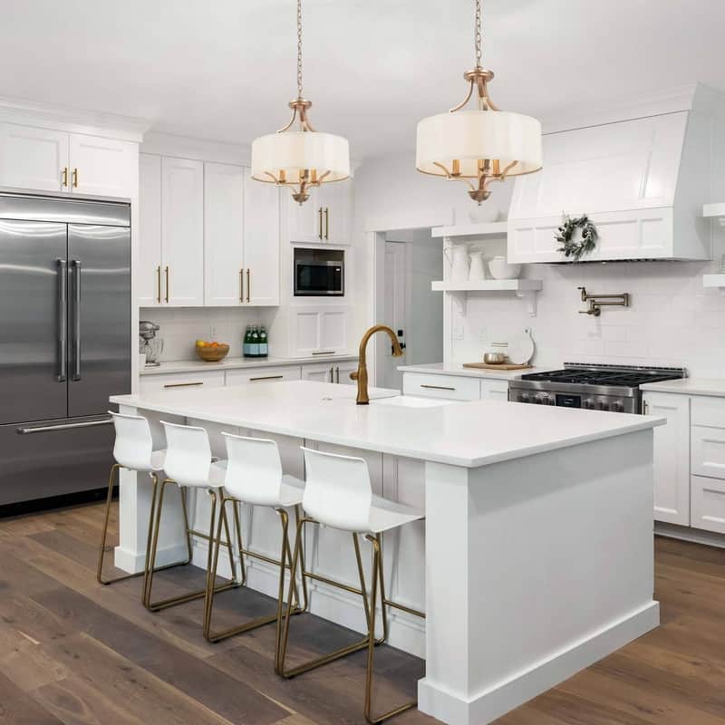 Mid-Century Modern 3-Light Drum Chandelier Fabric Lights for Dining Room - Deep Gold - 17" D x 20" H