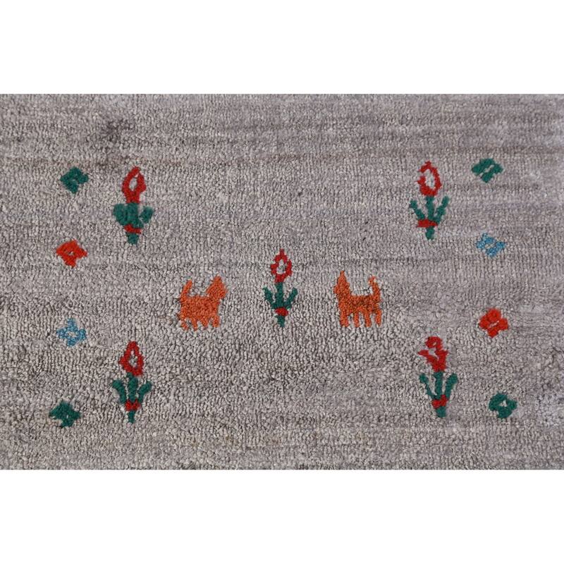 Hand Knotted Oriental 100% Wool Carpet Tribal Tribal Greys & Charcoal Gabbeh Area Rug - 11' 4'' X 8' 10''