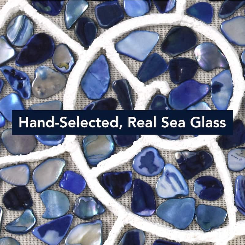 American Art Decor 2-Piece Coastal Seashell & Sea Glass Shadowbox Framed Wall Art Set