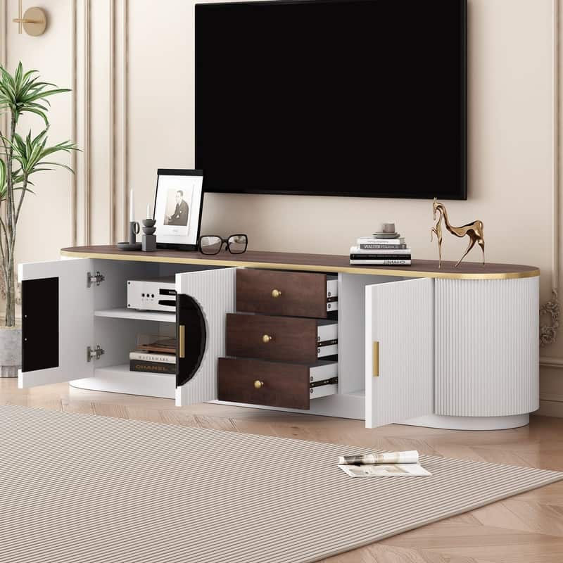 Modern TV Stand with 3 Drawers and Shelf for TVs Up to 80" for Living Room Entertainment Center