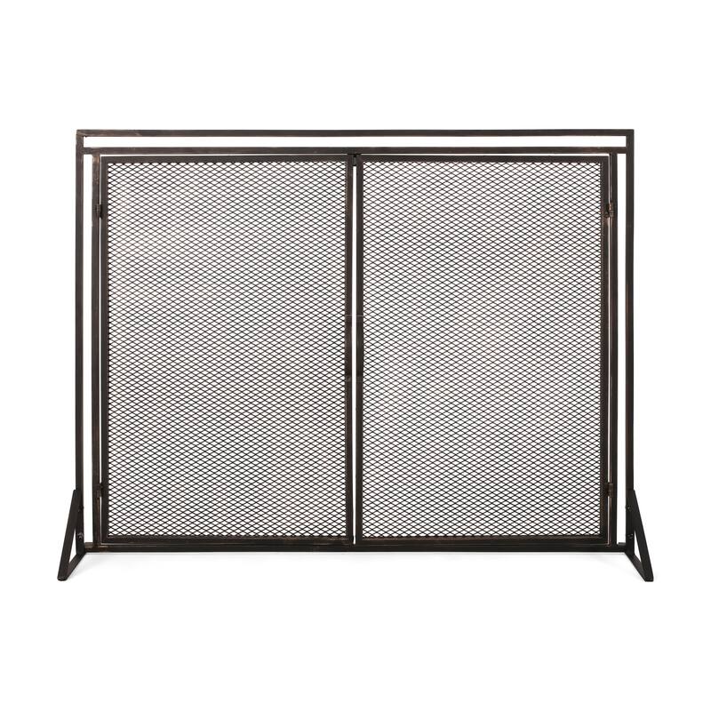 Anmytek Metal Fireplace Screen with Double Access Doors