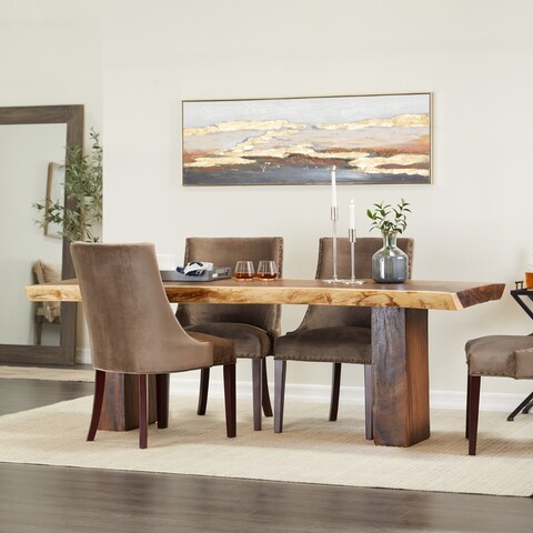 Light Brown Suar Live Edge Contemporary Dining Table 30 x 86 x 34