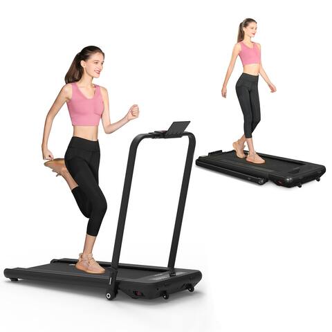 2 in 1 Folding Treadmill with Bluetooth Speakers for Home/Office
