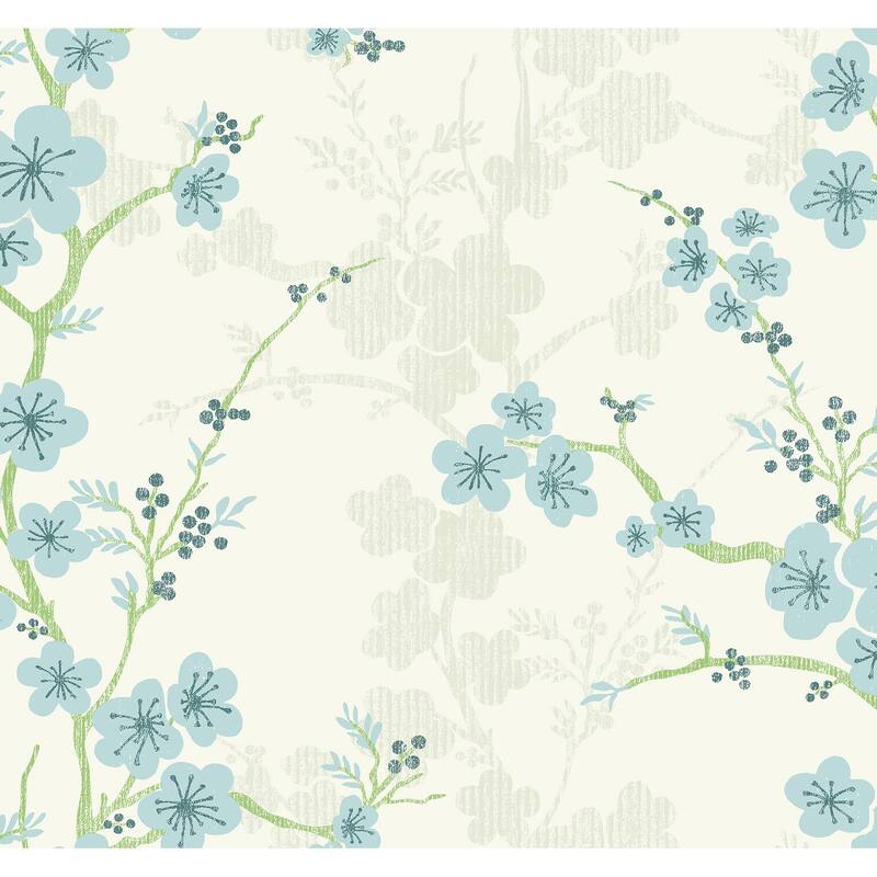 A-Street Prints Nicolette Light Blue Floral Trail Wallpaper
