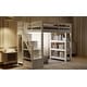 preview thumbnail 10 of 14, Wood Twin Size Loft Bed with Shelves, Storage Staircase, Small Wardrobe and LED Light, Loft Bed Frame w/Slats Support