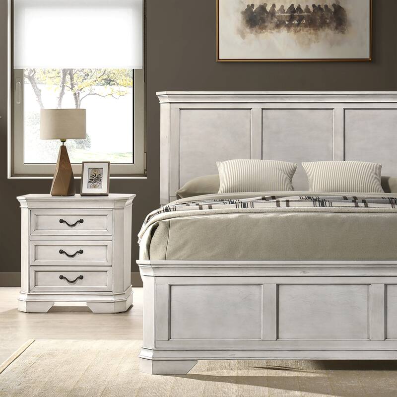 Roundhill Furniture Maderne Traditional Wood Panel Bed with Dresser, Mirror, Two Nightstands