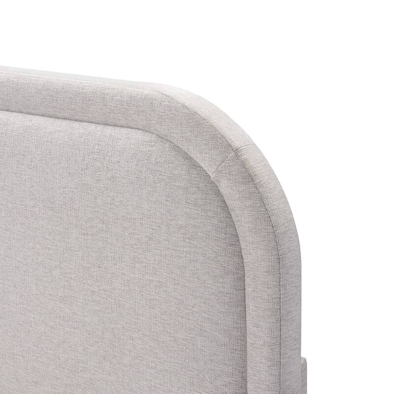 Queen Size Upholstered Bed Frame Platform Bed with Curved Headboard for Master Bedroom Guest Room