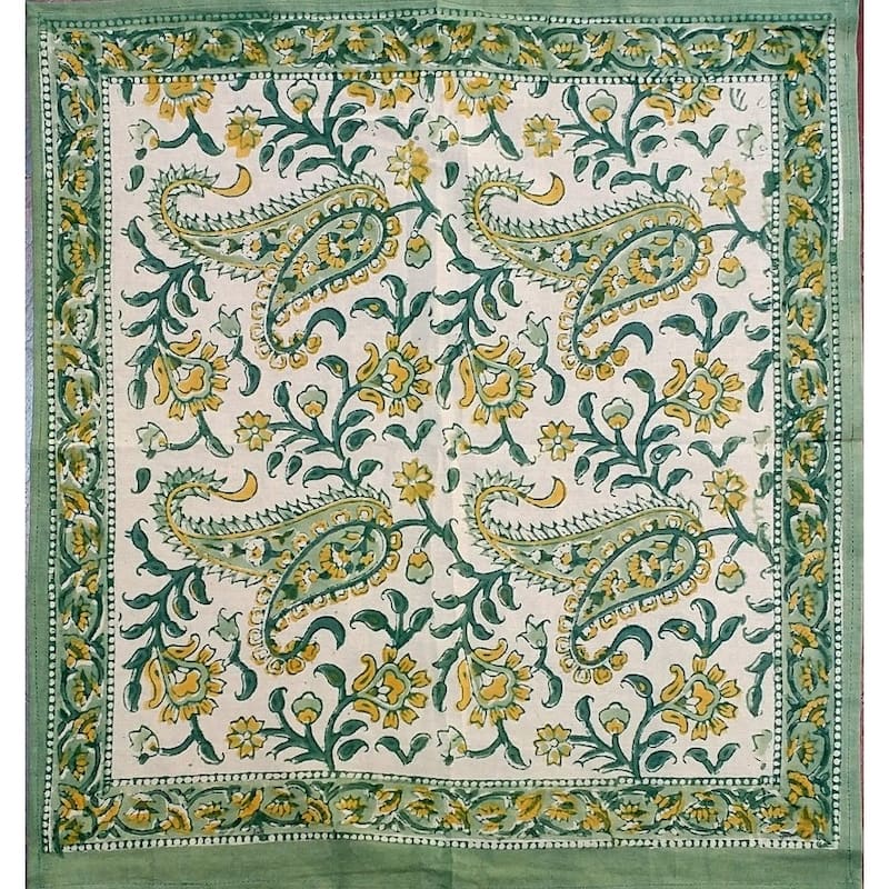 Block Print Cotton Divine Floral Paisley Table Linen Collection - Set of 4 Napkins