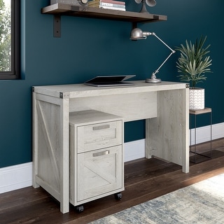 kathy ireland Home Cottage Grove 48W Writing Desk with Drawers by Bush Furniture (Cottage White)