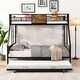 preview thumbnail 3 of 6, Twin Over FULL Metal Bunk Bed with Trundle 2-Side Ladder and Full-Length Guardrail-Black+Brown
