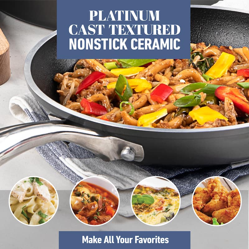 Gotham Steel Pewter Cast Textured 12" Nonstick Fry Pan with Stay Cool Handle