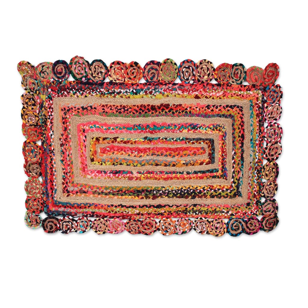 Handmade Festive Charm cotton area rug (India) - Big