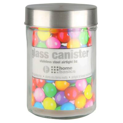 Home Basics Clear 6.5-inch Glass Round Canister and Steel Lid