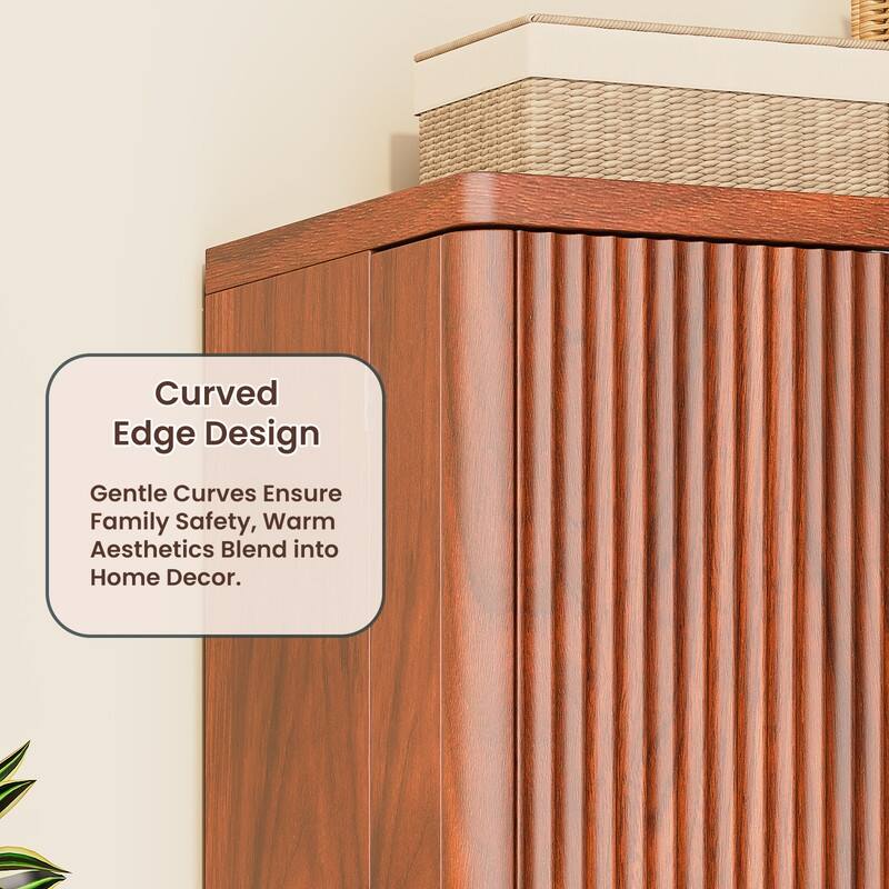 Modern 72"H Fluted Wood Kitchen Pantry Cabinet with 6 Shelves for Versatile Storage Solutions