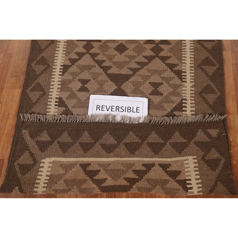 Hand-woven Reversible Kilim Oriental Area Rug Foyer Wool Carpet - 3'2" x 4'10"