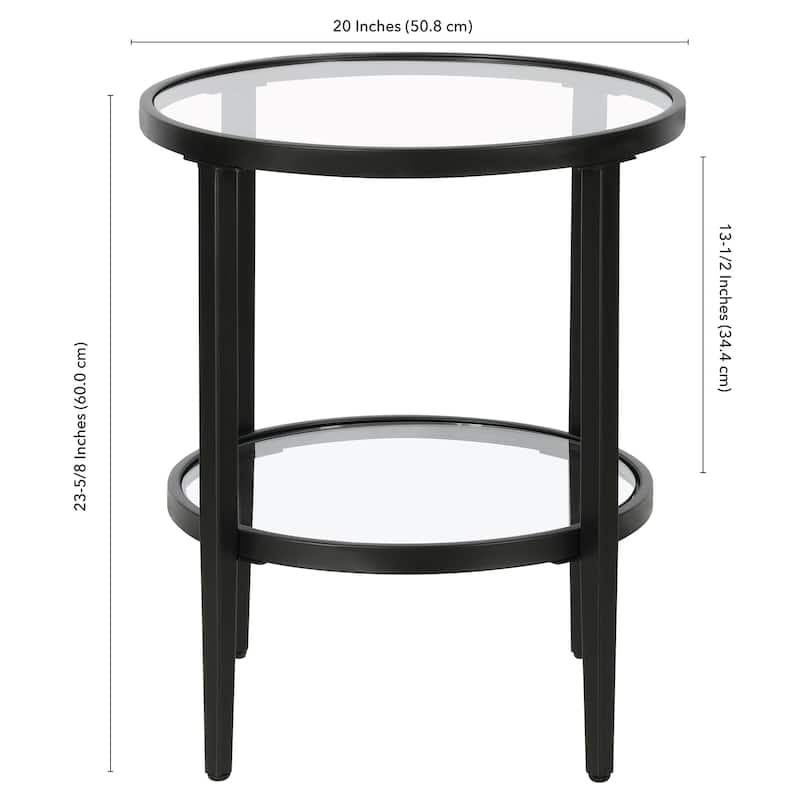 Hera 19.63'' Wide Round Side Table with Clear Glass Shelf