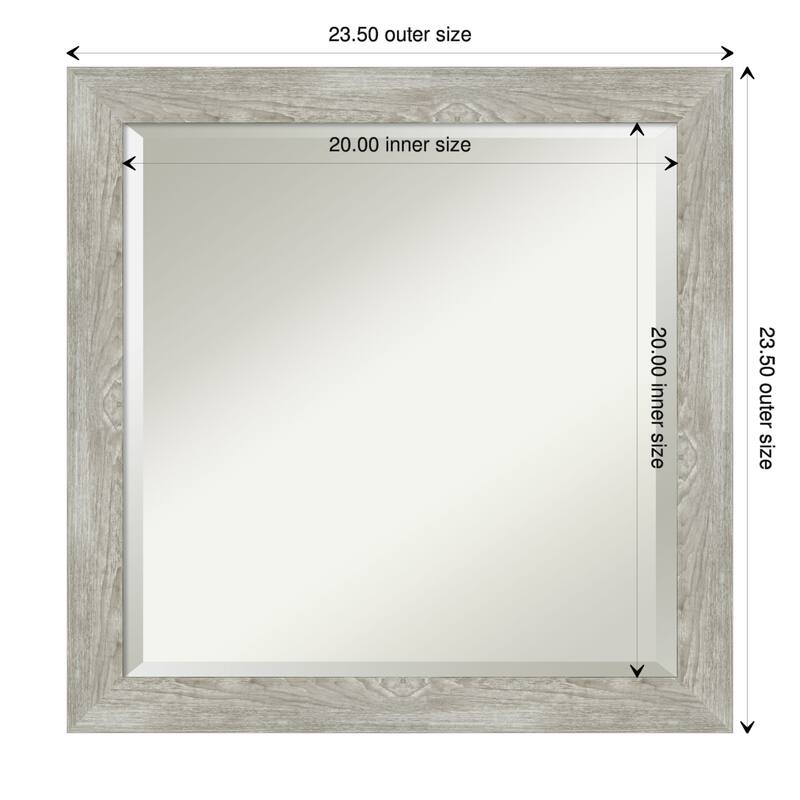 Beveled Wall Mirror - Dove Greywash Narrow Frame - Dove Greywash Narrow - 23.5 x 23.5-inch