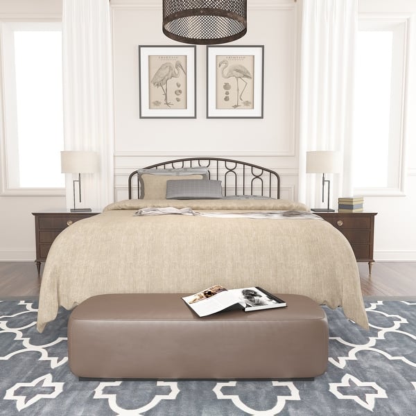 slide 2 of 15, Hillsdale Furniture Riverbrooke Metal Arch Scallop Headboard with Frame, Bronze Bronze - Queen