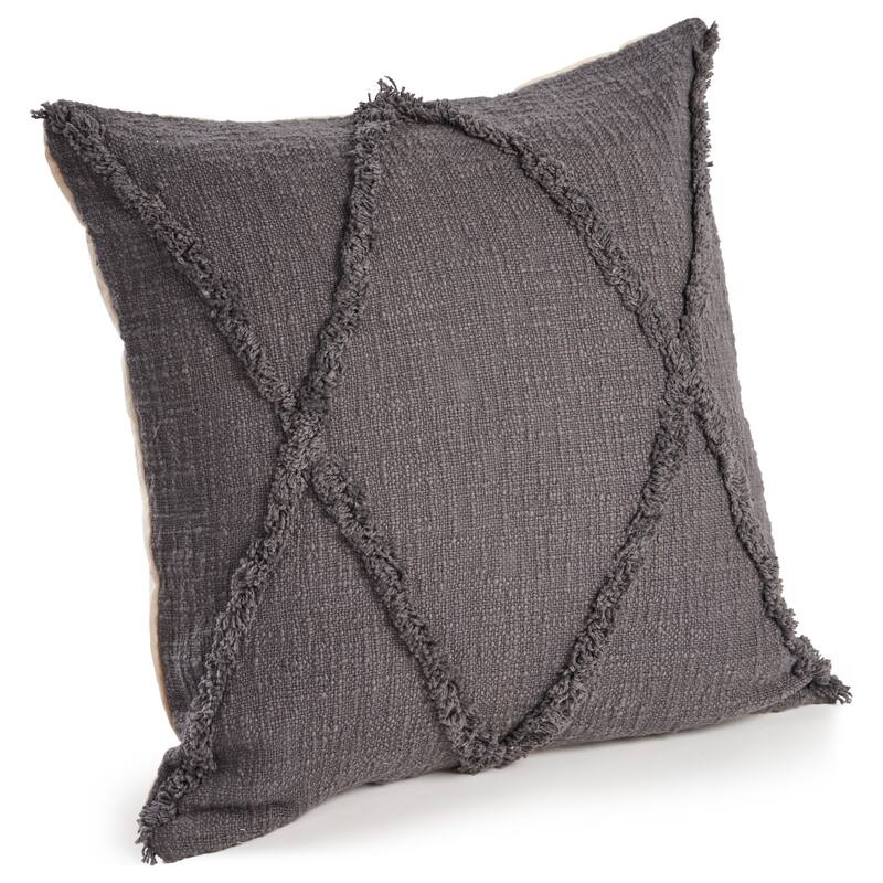 Handwoven Diamond Shag Square Throw Pillow Covers - 20" - Gray - Set of 2