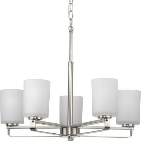 League Collection Five-Light Brushed Nickel Farmhouse Chandelier Light - 24 in x 24 in x 18.62 in