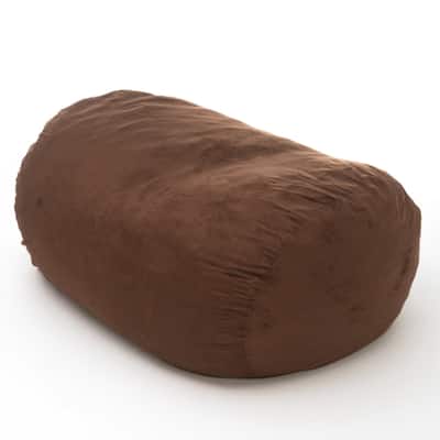 Nest 6.5 Foot Cylindrical Suede Bean Bag, Brown