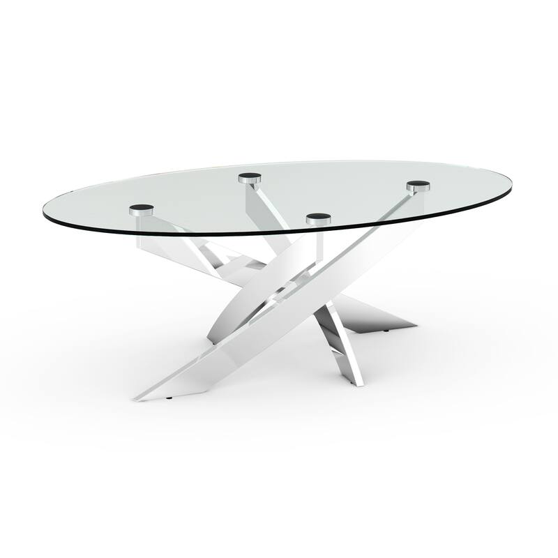 Chrome Lacquer Glass Modern Coffee Table