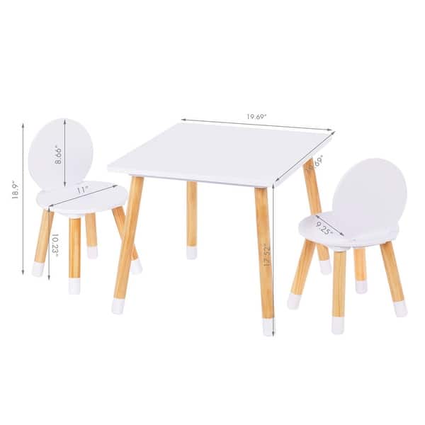 18"H Kids Table with 2 Chairs Set for Toddlers, Boys, Girls, 3 Piece Set - N/A