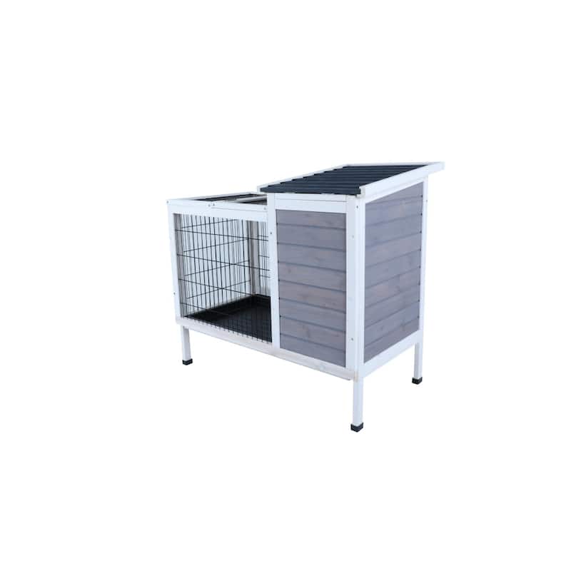 Two-Tier Wooden Cage with Runway & Tray for Small Animals Indoor Outdoor