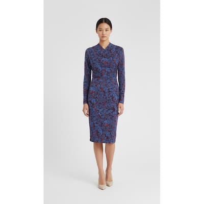 Connected Apparel Brocade Floral Print Dress