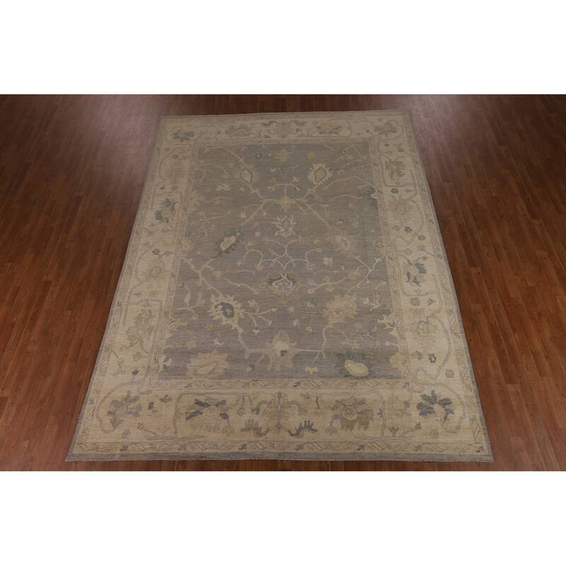 Oushak Turkish Area Rug Hand-Knotted Oriental Wool Carpet - 9'2"x 12'0"
