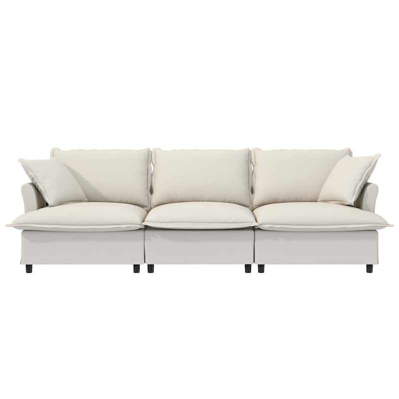 94" Chenille 3-Seater Sectional Sofa with Pillows