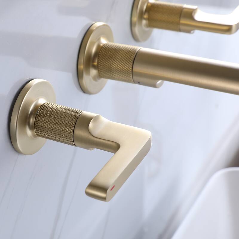 Two Handles Wall Mounted widespread Bathroom Faucet