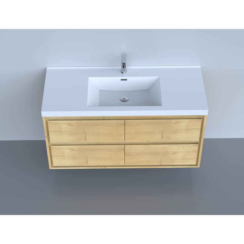 Sage 48" wall mounted bathroom vanity with single basin acrylic top