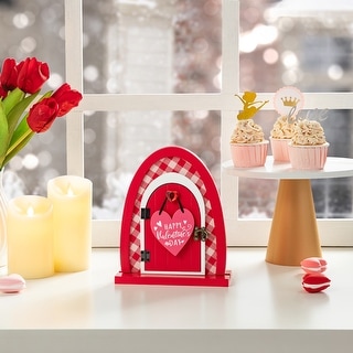 Glitzhome 8.5"H Valentine's Door-Shaped Photo Frame Table Decor