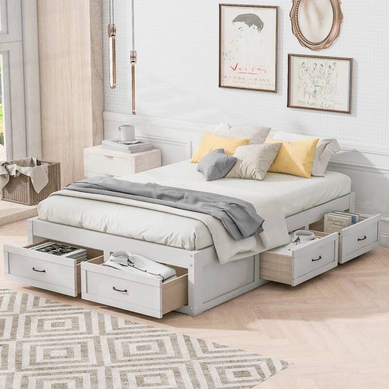 Sophisticated Platform Bed with Abundant Storage and Stylish Design