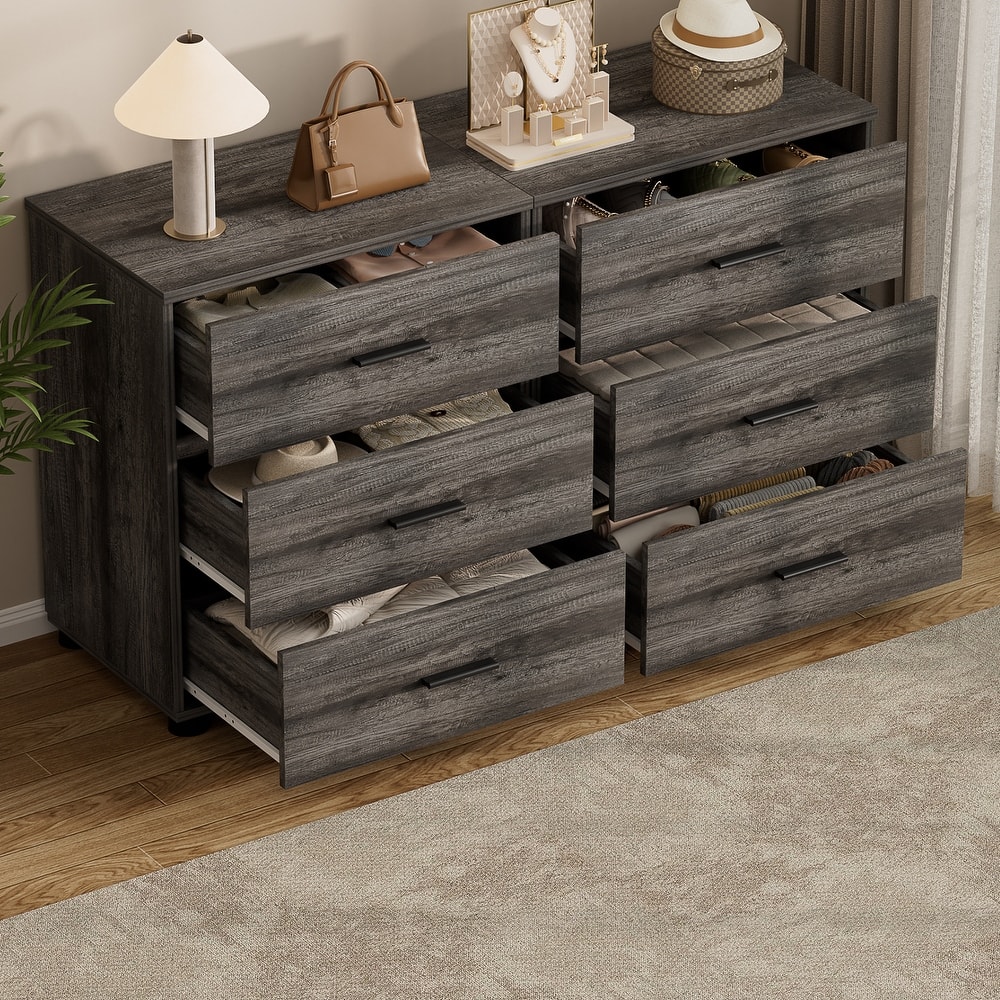 2-Pack Dressers with 6 Storage Drawers, Closet Organizers for Bedroom and Walk-in Closet