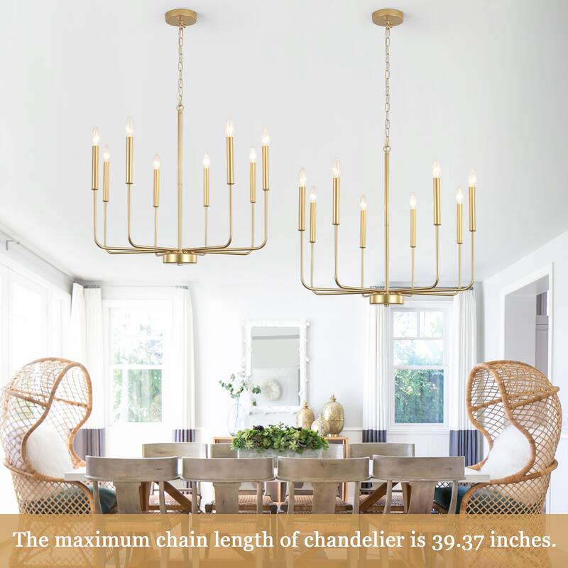 8-Light Modern Farmhouse Candle Chandelier for Kitchen Island Living Dining Room Bedroom
