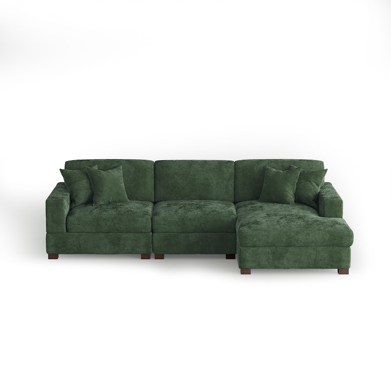 Modern Oversized Chenille Modular Sectional Sofa With Chaise