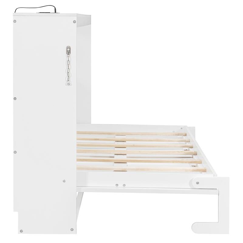 Side-Folding Printed Murphy Bed with LED and USB