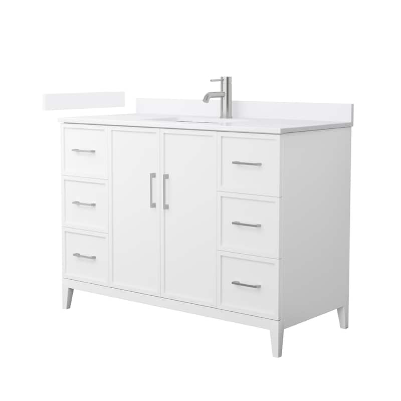 Wyndham Collection WCH717148S-QTZ-UNSMXX Elan 48" Free Standing Single - White / White Quartz Top / Brushed Nickel Hardware
