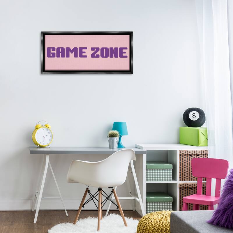 Stupell Game Zone Purple & Pink Framed Floater Canvas Wall Art Design By Yass Naffas Designs